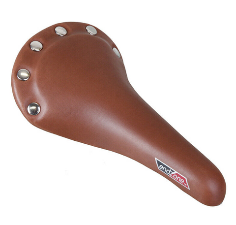 Retro Vinyl Saddle - Tan Brown with Rivets and Cr-Mo Rails