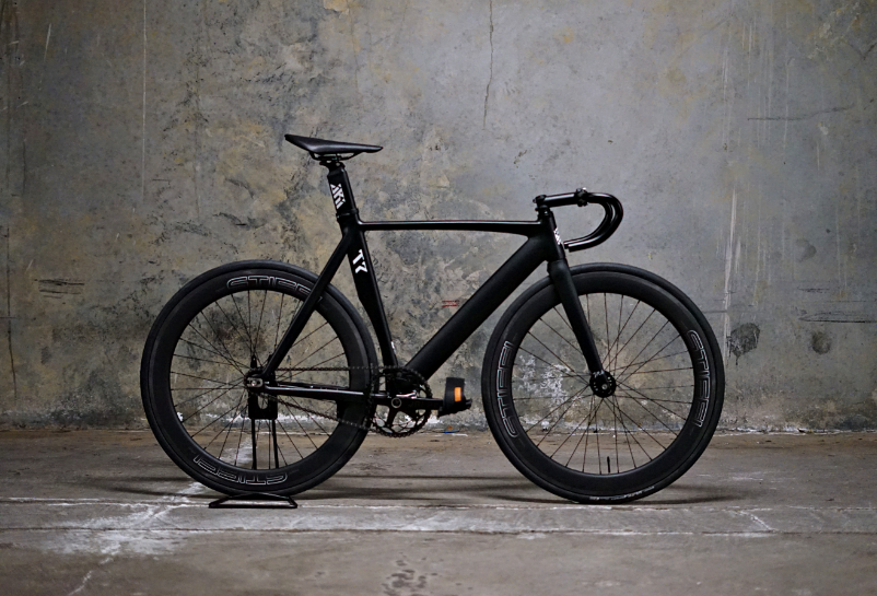 Matt black online road bike